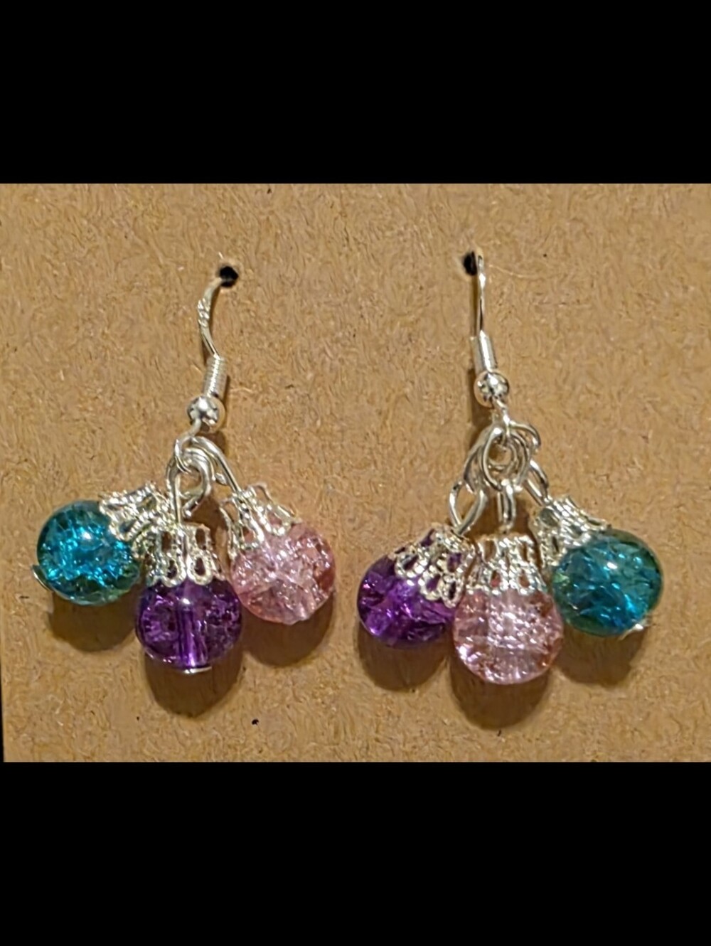 Multi-Color Drop Cluster Earrings - Picture 2 of 2
